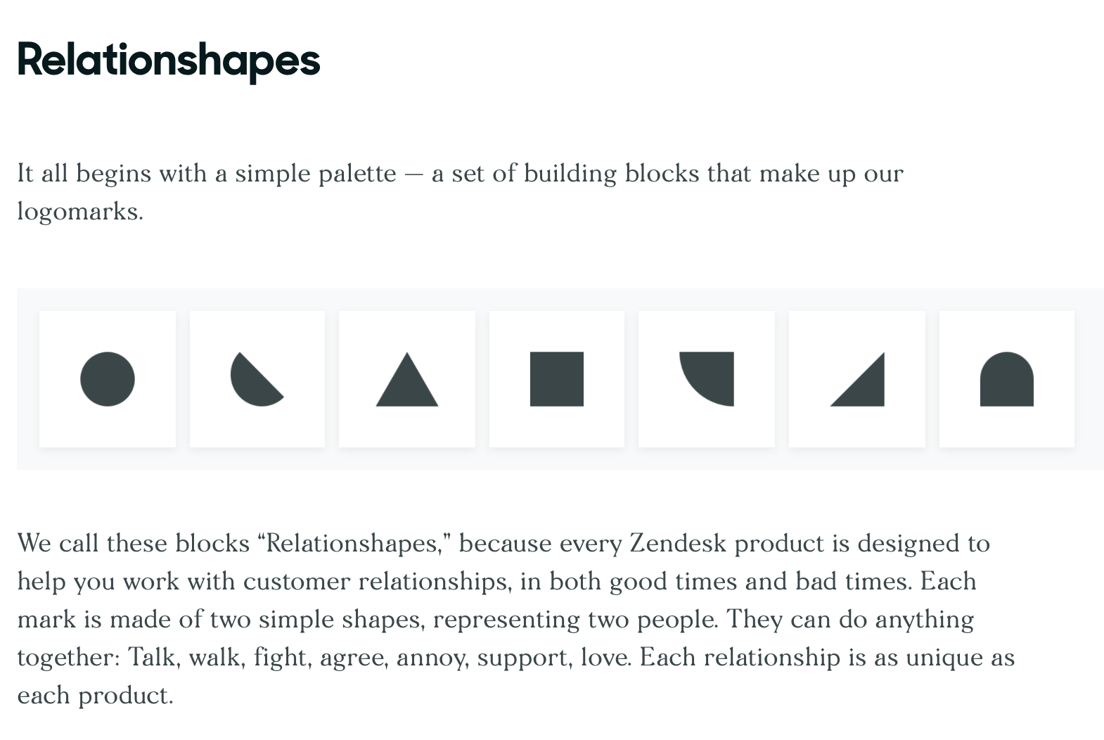 zendesk style guide example - shapes